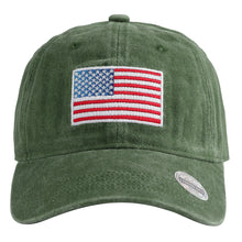 Load image into Gallery viewer, USA Flag Embroidered Baseball Cap - Olive Green