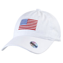 Load image into Gallery viewer, USA Flag Embroidered Baseball Cap - White